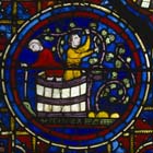 September, Zodiac window, 13th century stained glass, south ambulatory, Chartres Cathedral, France