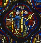 January, Zodiac window,  13th century stained glass, south ambulatory, Chartres Cathedral, France