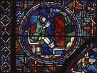 February, Zodiac window,  13th century stained glass, south ambulatory, Chartres Cathedral, France