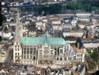 Aerial view from due south, Chartres Cathedral, France