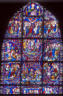 Story of the Apostles, window number 34,  panels 25-34, thirteenth century, east ambulatory, Chartres Cathedral, Chartres, France