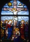 Crucifixion, 19th century stained glass, Church of St Aignan, Chartres, France