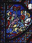 Battle of Jerusalem, Charlemagne window, 13th century stained glass, Chartres Cathedral, France 
