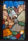 Agony in the Garden, 15th century stained glass by Hans Acker, Besserer Chapel, Ulm Cathedral, Germany