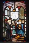Christ before the High Priest, 15th century stained glass by Hans Acker, Besserer Chapel, Ulm Cathedral
