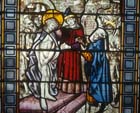 Mocking of Christ, 15th century stained glass, Sacraments Chapel, Cologne Cathedral, Germany