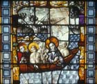 Stilling the storm, 15th century stained glass, Sacraments Chapel, Cologne Cathedral, Germany