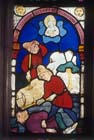 Cain and Abel, 15th century stained glass by Hans Acker, Besserer Chapel, Ulm Cathedral, Germany