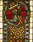 Samson and the pillar, 13th century stained glass from Bad Wimpfen, now in Darmstadt Museum, Germany