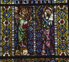 Annunciation, 14th century stained glass, Freiburg Munster, Germany 