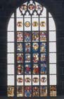 Christs earthly relatives, Hirsvogel window, 15th century stained glass, Lorenzkirche, Nuremberg, Germany