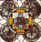 Ornamental rosette, 13th century stained glass, Freiburg Museum, Germany
