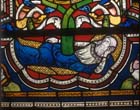 Jesse, detail from Jesse tree, stained glass 1220-30, Church of St Kunibert, Cologne, Germany