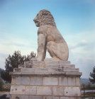 Lion of Chaeronea erected as memorial to the Sacred Band of Thebans, wiped out in battle of Chaeronea 338 BC, by Philip II of Macedon, Sparta, Greece