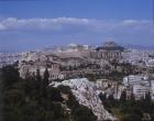 Acropolis, south west side viewed from the monument of Philpappus 114-116 C AD on the Hill of Muses, Athens, Greece