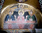 Three Hebrew youths, Shadrach, Meshach and Abednego in burning fiery furnace, eleventh century mosaic, Hosios Lukas, Greece
