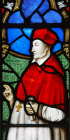 Cardinal Wolsey, stained glass by Thomas Willement, photo Historic Royal Palaces