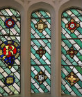 Symbols in stained glass by Thomas Willement, photo Historic Royal Palaces