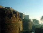 Red Fort, sixteenth century, exterior walls and moat, Agra, India