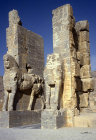 Iran, formerly Persia, Persepolis, capital of the Achaemenid Empire, carvings of bulls at gateway