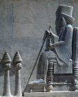 Iran, formerly Persia, Persepolis, capital of the Achaemenid Empire, bas-relief of Darius I on his throne