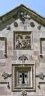 Armenian church and monastery of St Stephanos, built fourteenth century, relief carvings of crosses, inscriptions and panel of stoning of Stephen, Iran