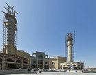 Musalla mosque, (Masjid-e Mosallah), main entrance and minarets, under construction, Tabriz, Ajerbaijan, Iran