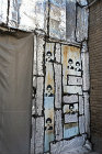 Ayatollah Khomeini, Iranian Shia Muslim religious leader, portraits spray-painted on a wall in a street near the souq, Zanjan, Iran