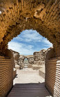 View from Sassanian throne room into fire temple, Sassanian complex and Zoroastrian centre dating from third century, Takht-e Soleyman, west Azerbaijan, Iran