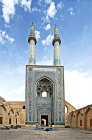 Friday Mosque, (Masjed-e Jameh) built in fifteenth century for Sayyed Roknaddin, entrance portal and minarets, Yazd, Iran