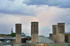 Zurkhaneh (house for ritualised feats of strength) in a sixteenth century water reservoir with wind towers, Yazd, Iran