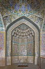 Masjed-e Vakil (Vakil Mosque), mihrab (prayer niche) in prayer hall, built 1751-1773 during Zand period, restored nineteenth century during Qajar period, Shiraz, Iran