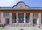 Narenjestan (citrus garden) and pavilion created in Zahn period late ninteenth century by Mirza Ibrahim Khan, of the Qavam family, pavilion seen over pool, Shiraz, Iran