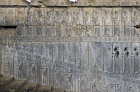 Relief of Persian guards (Immortals) and soldiers on east staircase of Apadana palace (audience palace), Persepolis, begun by Darius the Great in 515 BC, Iran