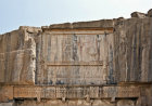 Upper part of presumed tomb of Artaxerxes III, with relief carvings cut into face of hill east of city, Persepolis, begun by Darius, capital of Achmaenid empire, Iran