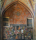Chehel Sotun, Shah Abbas II receiving Nadr Mohammad Khan of Turkestan, 1658, detail of wall painting in pavilion, Isfahan, Iran