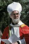 Israel, Jerusalem, Rowan Willams, the former Archbishop of Canterbury on Palm Sunday outside St George