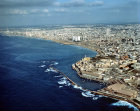 Jaffa (Joppa), ancient city port, aerial view from south west, Israel