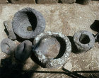 Basalt pestles and mortar, Capernaum, Israel