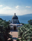 Church of the Beatitudes, built in 1930s on site of ruins of fourth century Byzantine church, above the Sea of Galilee, Israel