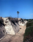 Crusader city wall and fosse, eastern section, built 1251, Caearea, Israel