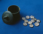 Bronze pot and eleven silver coins, first century BC, Israel Museum, Jerusalem, Israel
