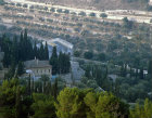 View down from the Mount of Olives over the Garden of Gethsemane to the Kidron Valley beyond, Jerusalem, Israel