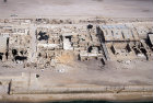 Excavations of crusader city, aerial view from west, Caesarea, Israel