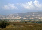 Israel, the Mountains of Gilead in Jordan seen across the Jordan Valley