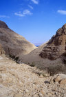 Israel, Ein Gedi, hidden canyon, Dead Sea beyond