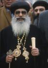 Coptic priest in a Christmas Eve procession, Bethlehem, Israel