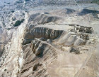 Aerial, Israel view of Qumran, the caves and settlement of Essenes from the north