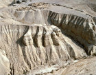 Qumran caves and Essene settlement, aerial from south, Israel