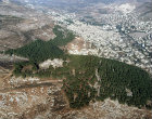 Gerizim and Nablus (Shechem) first capital of kingdom of Israel, aerial photograph, Israel